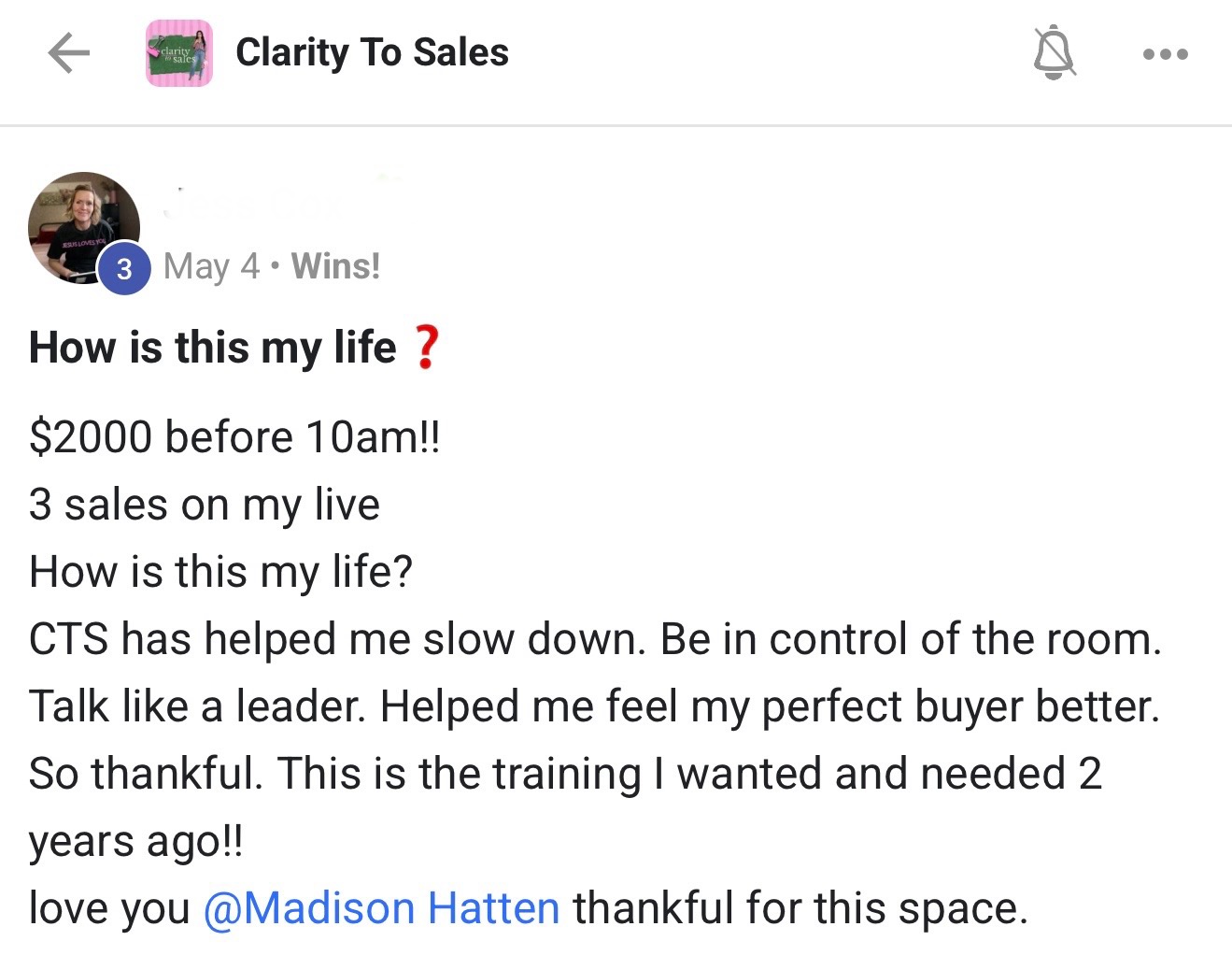 Student testimonial: $2000 before 10am and 3 sales on a live